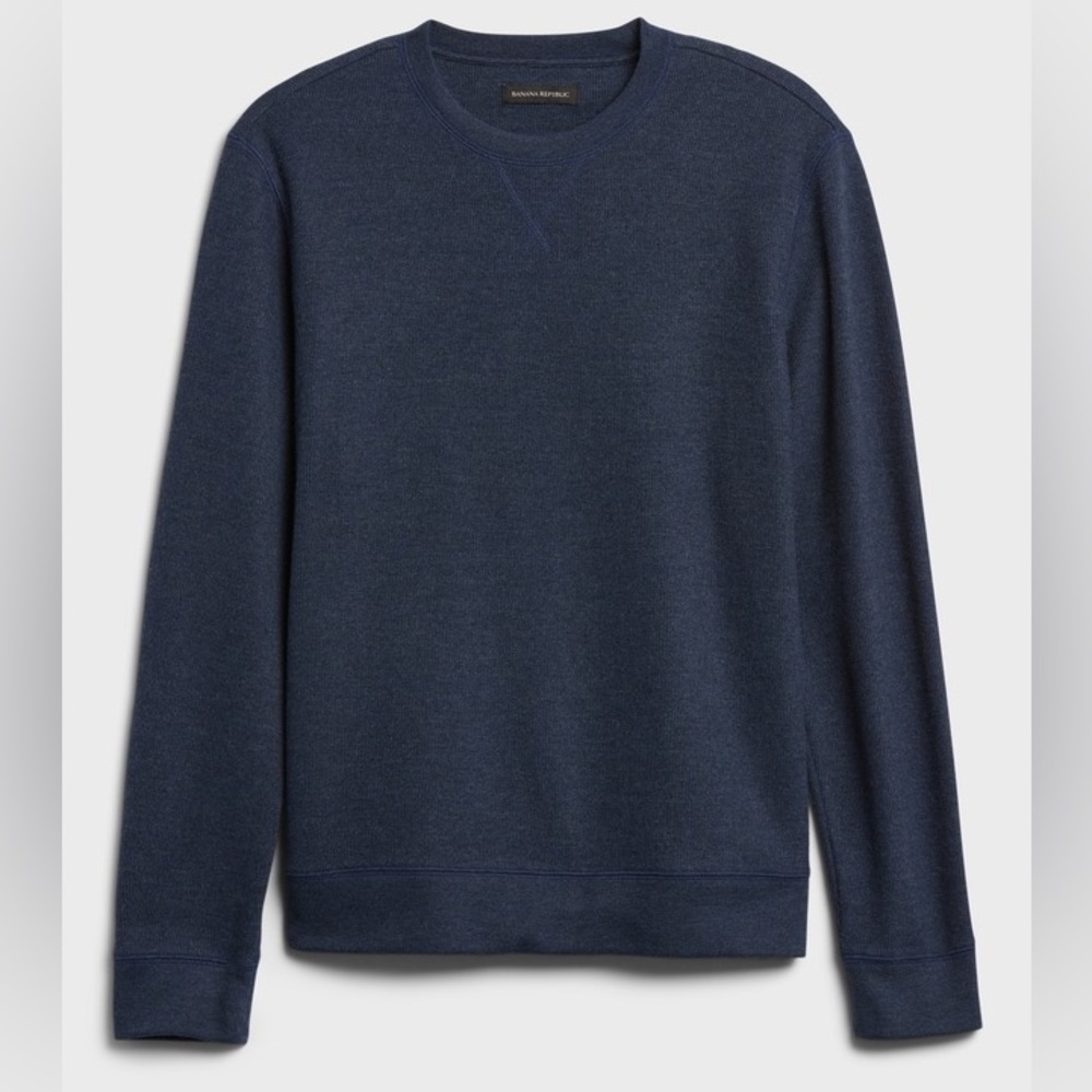 Brushed Waffle-Knit T-Shirt Mens size M colour Navy
